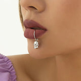 LANFUBEISI  INS Rhinstone Sexy Zircon Flower Lip Ring Non Piercing Fake Body Jewelry for Women Hip Hop Crystal Lip Nose Ring Septum Lip Stud LANFUBEISI