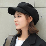 Fashion Plain Octagonal Cap Ladies Hats Autumn Winter Hats for Women Casual Wool Hat British Retro Beret Painter Caps LANFUBEISI