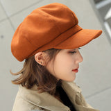 Fashion Plain Octagonal Cap Ladies Hats Autumn Winter Hats for Women Casual Wool Hat British Retro Beret Painter Caps LANFUBEISI