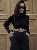 Turtleneck Crop Sweater Women Fashion Christmas Sweaters 2022 Winter Solid Knitted Long Sleeve Slim Pullovers Jumpers Knitwears LANFUBEISI