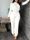 Sexy Off Waist Long Sleeve Shirt Trousers Office Lady Spring Summer Fashion Elegant Solid Pants Two Piece Set Women Outfit LANFUBEISI