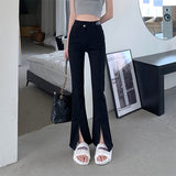 New Korean Fashion Casual Denim Women Pants Female Vintage Streetwear Ol High Waisted Woman Jeans LANFUBEISI