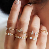 Bohemian Geometric Rings Set For Women Vintage Star Moon Flower Knuckle Finger Ring Women Girl Fashion Jewelry Gift LANFUBEISI