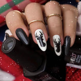 24Pcs Long Ballet Christmas False Nails Wearable Xmas Style Fake Nails Elk Santa Claus Design Full Cover Press on Nail Tips LANFUBEISI