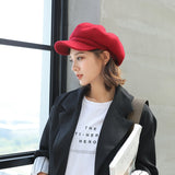 Fashion Plain Octagonal Cap Ladies Hats Autumn Winter Hats for Women Casual Wool Hat British Retro Beret Painter Caps LANFUBEISI