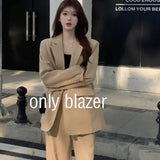 Two Piece Sets Womens Outifits Women Blazer Suit Long Sleeve Jacket Female Business Casual Purple Trousers Pantsuit Overcoat LANFUBEISI
