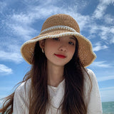 New Summer Fashion Straw Hat Women Foldable Wide Large Brim Plage Beach Sun Hat Chapeau Femme UV Protection Cap 여름모자 Gorras LANFUBEISI