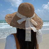 New Summer Fashion Straw Hat Women Foldable Wide Large Brim Plage Beach Sun Hat Chapeau Femme UV Protection Cap 여름모자 Gorras LANFUBEISI