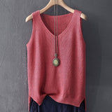 LANFUBEISI Blusas Mujer De Moda Blouse Women Summer Sleeveless Knitted Blouse Shirt Women Clothes V-neck Blouse Women Tops Shirts