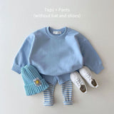 Korean Baby Cotton Kintting Clothing Sets Kids Boy Girls Outfit Spring Autumn Teenage Infant Tracksuit Pullovers Tops+Pants 2PCS LANFUBEISI