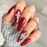 24Pcs Long Ballet Christmas False Nails Wearable Xmas Style Fake Nails Elk Santa Claus Design Full Cover Press on Nail Tips LANFUBEISI