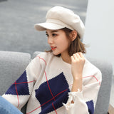 Fashion Plain Octagonal Cap Ladies Hats Autumn Winter Hats for Women Casual Wool Hat British Retro Beret Painter Caps LANFUBEISI