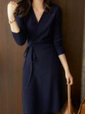 Women Korean Knitted Dress Long Sleeve Elegant Bodycon Slim Autumn Sweater Vestidos Femme Fashion Outerwear Robe Clothes New