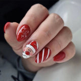 24Pcs Long Ballet Christmas False Nails Wearable Xmas Style Fake Nails Elk Santa Claus Design Full Cover Press on Nail Tips LANFUBEISI