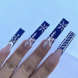 24Pcs Long Ballet Christmas False Nails Wearable Xmas Style Fake Nails Elk Santa Claus Design Full Cover Press on Nail Tips LANFUBEISI