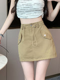 White Sexy Cargo Skirt Women Streetwear High Waist Fashion A Line Skirts Summer Korean All Match Female Slim Skirts New LANFUBEISI