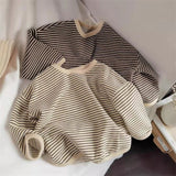 1-8T Cotton Children's Clothing Long Sleeve T-shirts Striped Baby Boy Girl Tops Casual Kids T-shirt Autumn Spring Tee