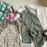 Spring new children cartoon printed overalls kids jumpsuits boys and girls cute loose suspenders trousers LANFUBEISI