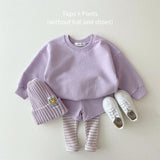 Korean Baby Cotton Kintting Clothing Sets Kids Boy Girls Outfit Spring Autumn Teenage Infant Tracksuit Pullovers Tops+Pants 2PCS LANFUBEISI