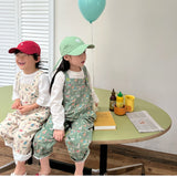 Spring new children cartoon printed overalls kids jumpsuits boys and girls cute loose suspenders trousers LANFUBEISI