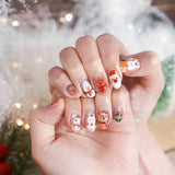 24Pcs Long Ballet Christmas False Nails Wearable Xmas Style Fake Nails Elk Santa Claus Design Full Cover Press on Nail Tips LANFUBEISI