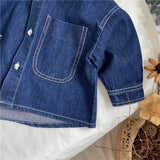 2023 Kids unisex loose all-match denim Coat Children Turn-down collar casual Shirt Jacket LANFUBEISI