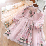 LANFUBEISI Elegant Flower Girls Dress Wedding Party Princess Dress Casual Kids Clothes Lace Long Sleeves Dress Children's Vestidos For 3-8T