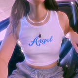 LANFUBEISI Aesthetic Heart print women T-shirt anime letter kawaii 90's crop tops Summer short sleeve Tees kpop streetwear y2k clothes lady LANFUBEISI