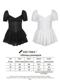 Hollow Out Summer Dress With Shorts Sexy Slim See Through Square Collar Short Sleeve Ball Gown Dreesses For Women LANFUBEISI