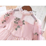 Elegant Flower Girls Dress Wedding Party Princess Dress Casual Kids Clothes Lace Long Sleeves Dress Children's Vestidos For 3-8T LANFUBEISI