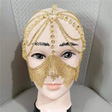 LANFUBEISI New Tassel Veil Masks Women Headwear Rhinestone Chains Face Mask Masquerade Dance Party Costume Sexy Face Accessories Jewelry LANFUBEISI