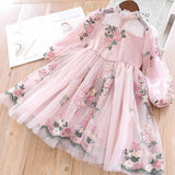 Elegant Flower Girls Dress Wedding Party Princess Dress Casual Kids Clothes Lace Long Sleeves Dress Children's Vestidos For 3-8T LANFUBEISI