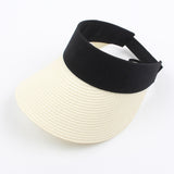 Magic Tape Panama Women Straw Hat Empty Top Women's Summer Hat Sun Protection Outdoor Sports Fishing Beach Chapeau LANFUBEISI