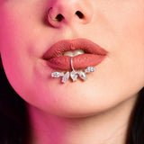 LANFUBEISI  INS Rhinstone Sexy Zircon Flower Lip Ring Non Piercing Fake Body Jewelry for Women Hip Hop Crystal Lip Nose Ring Septum Lip Stud