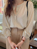 New 2023 Fashionable Elegant Office Lady Buttons Oversize Dot Korean Style Wild Spring Summer Women's Blouses Shirts Tops LANFUBEISI