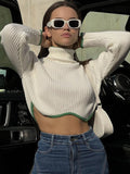 Turtleneck Crop Sweater Women Fashion Christmas Sweaters 2022 Winter Solid Knitted Long Sleeve Slim Pullovers Jumpers Knitwears LANFUBEISI