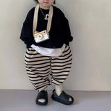 2023 Children's Sets Spring Autumn Kids Sweater Striped Pants For Boys Girls' Sweater Korean Children's Loose Pullover Sweater LANFUBEISI