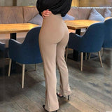 Sexy Front Split Pencil Pants Solid Color High Waist Elegant Casual Office Ladies Tights Overalls High Waist Bag Hip Casual Pant LANFUBEISI
