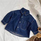 LANFUBEISI Kids unisex loose all-match denim Coat Children Turn-down collar casual Shirt Jacket