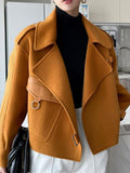 LANFUBEISI Women's Autumn Coat 2022 Pockets Solid Loose Short Jackets Ladies Wool & Blends High Street Spring Woolen Coats for Women LANFUBEISI