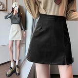 2023 Lady Fashion Sexy Mini Skirt Womens  PU Leather Skirts Female Casual Girls Black Plaid Skirt High waist skirt BVy6187 LANFUBEISI