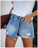 LANFUBEISI Summer Denim Shorts jeans Skirts Women Shorts Ripped Solid Color Cotton Blend Attractive Leisure Shorts Femme Pantalones Mujer