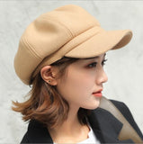 Fashion Plain Octagonal Cap Ladies Hats Autumn Winter Hats for Women Casual Wool Hat British Retro Beret Painter Caps LANFUBEISI