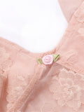 Lace Pink Y2K Aesthetic 90s Sleeveless Crop Top Women Bow Frill Ruffles Cami Tops Tees Ladies Embroidery Streetwear Summer LANFUBEISI