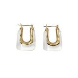 LANFUBEISI  2022 New Trendy Transparent Resin Hoop Earrings for Women Girls Geometric Irregular Metal Acrylic Earrings Party Jewelry LANFUBEISI