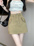 White Sexy Cargo Skirt Women Streetwear High Waist Fashion A Line Skirts Summer Korean All Match Female Slim Skirts New LANFUBEISI