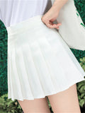 Women High Waist Pleated Skirts Girls Tennis School White/Black Mini Skirt Uniform Female Loose Casual Short Bottoms LANFUBEISI