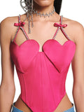 LANFUBEISI  Summer Sexy Patchwork Diamond Vest For Women Love Sleevelese Tank Tops Female Summer Fashion body sculpting Clothing