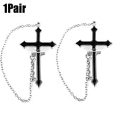 LANFUBEISI  Women Girls Punk One-piece Earrings Butterfly Cross Pendant Tassel Clip Earrings Ear Studs Alloy Dangle Earring Jewelry Gift LANFUBEISI