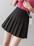 Women High Waist Pleated Skirts Girls Tennis School White/Black Mini Skirt Uniform Female Loose Casual Short Bottoms LANFUBEISI